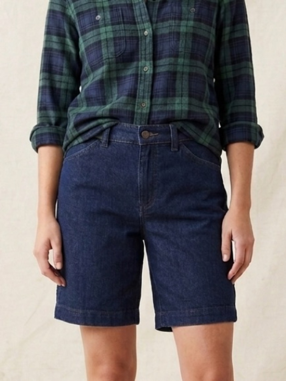 Vintage L.L. Bean Dark Blue Classic Fit Denim Bermuda Shorts Size 10